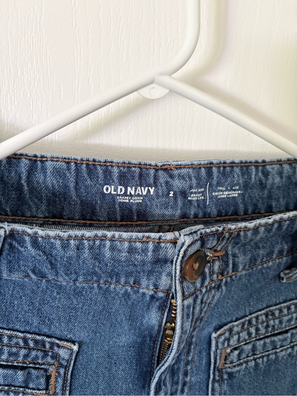 Old Navy Dark Blue High-Rise Wide-Leg Jeans - Picture 2 of 2